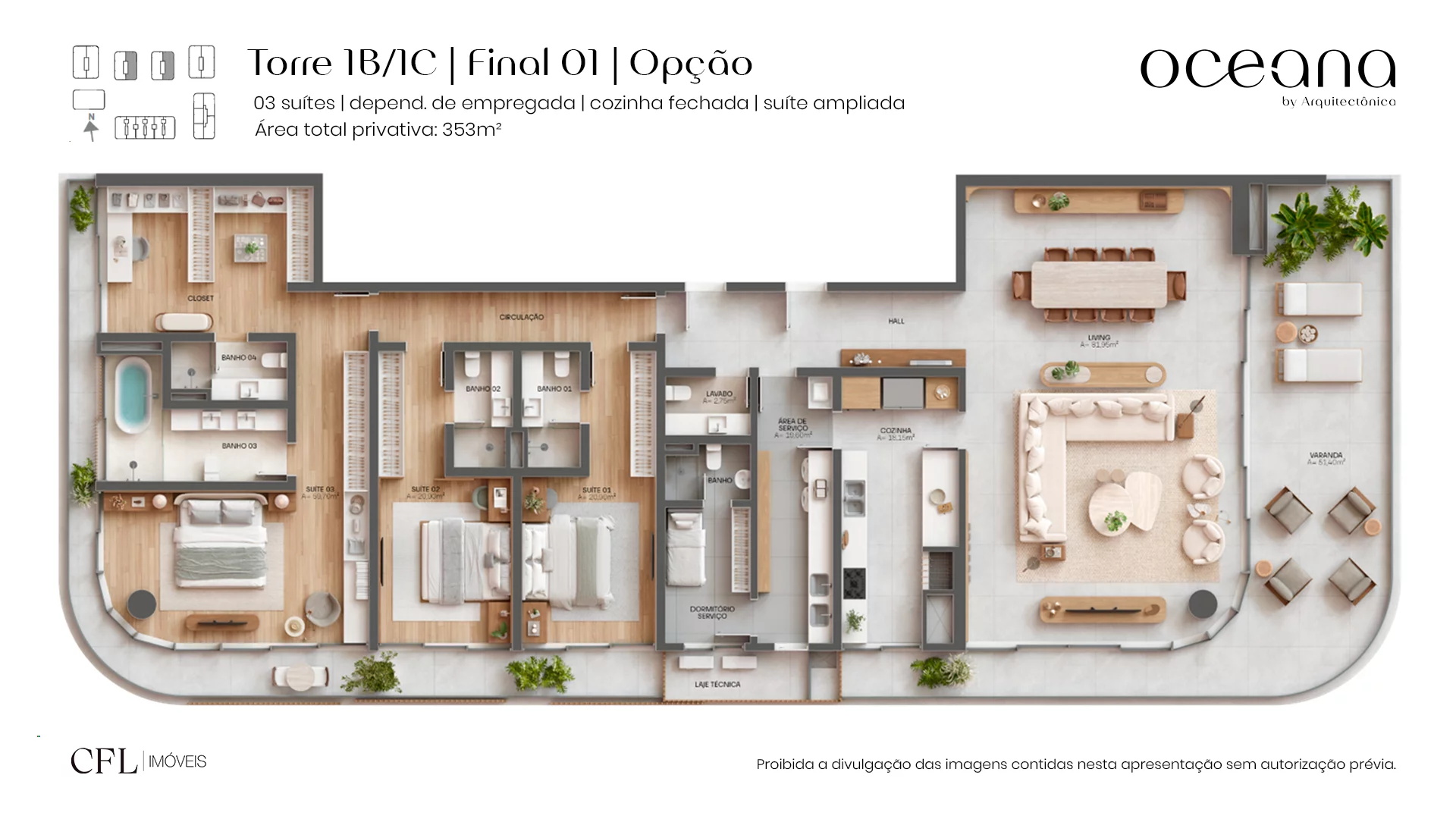 Планировка Torre 1B 1C opção